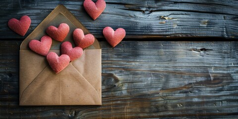 Sweet love letter idea with hearts emerging from an envelope
