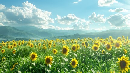 Sunflower field on a sunny summer day