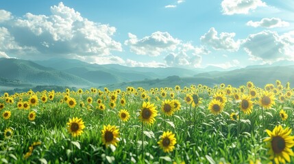 Fototapeta premium Sunflower field on a sunny summer day