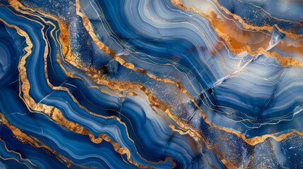 Rich and vibrant marble texture with blue and gold hues