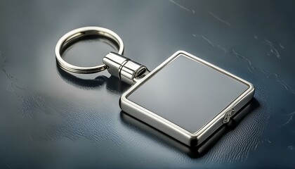blank key chain positioned on a minimalist backdrop, showcasing its sleek and understated design, 
