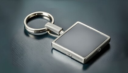 blank key chain positioned on a minimalist backdrop, showcasing its sleek and understated design, 