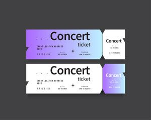 template of  concert ticket set