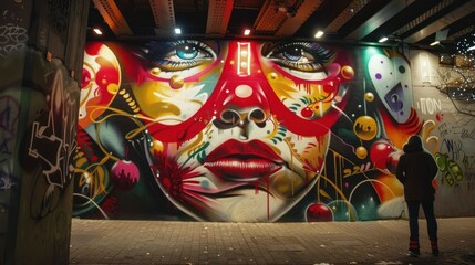Fototapeta premium Street art style of New year 2024 celebrations