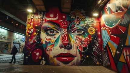 Fototapeta premium Street art style of New year 2024 celebrations