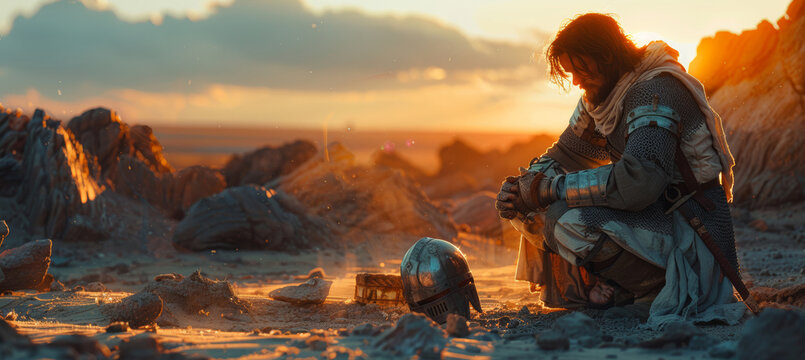 Crusader Knight in Solemn Prayer