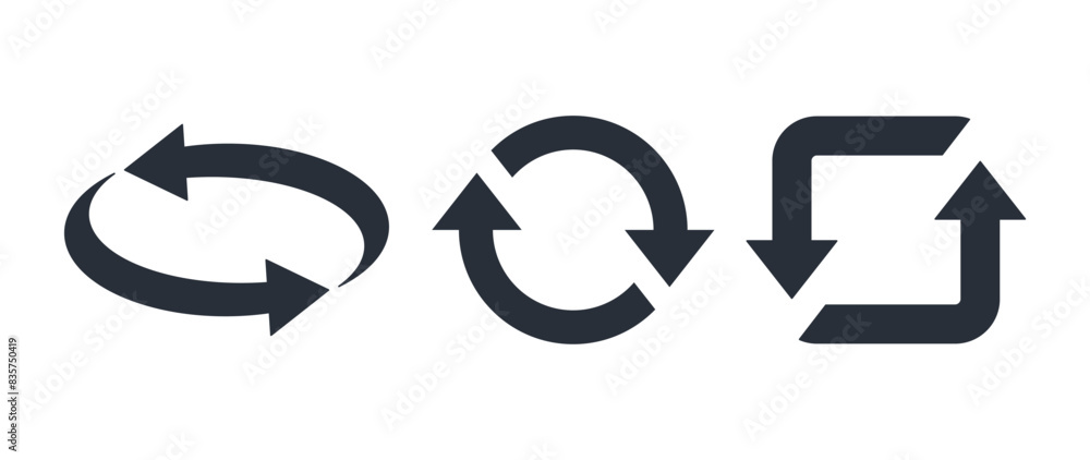 Aufkleber a collection of rotation arrows of different shapes. vector linear icons isolated on white backgroun