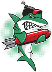 Cartoon Shark vector illustration wih transparent background