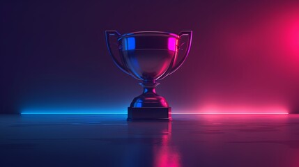 A sophisticated 3D illustration of a trophy with a sleek, futuristic aesthetic, embodying innovation and excellence.