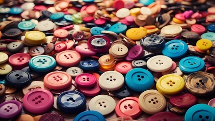Background Adorned with Beautiful Buttons in Various Colors, Colorful Display: Background Featuring an Assortment of Beautiful Buttons, Button Bonanza: Background Decorated with Stunning
