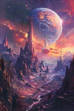 Cosmic Love Story on a Distant Exoplanet   Futuristic Sci Fi Book Cover Art
