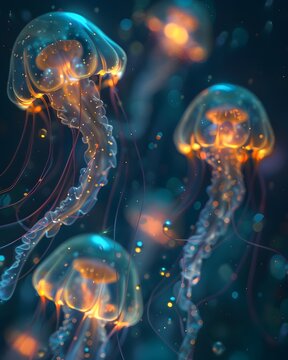 Ethereal Jellyfish Dance in an Underwater Neural Dreamscape