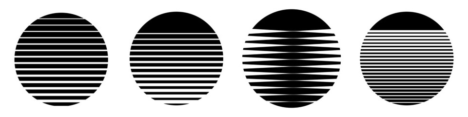 Old retro vintage sun circle. Vector sunset sunrise design logo.