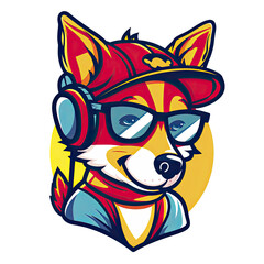 Fototapeta premium Cartoon cat constructs with urban backdrop