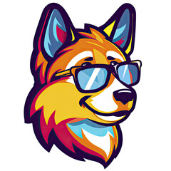 Close up dog surfboard hat sunglasses