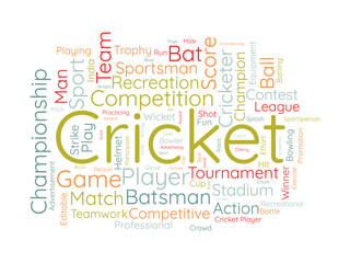Cricket word cloud template. Sport concept vector tagcloud background.
