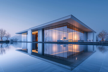 Obraz premium Luxury Island Villa With Infinity Pool At Sunset.
