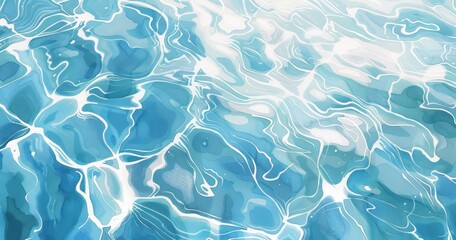 Obraz premium Water texture background with ripples and light reflections on turquoise blue water surface in swimming pool or ocean. Sunlight reflection on the surface of turquoise clear sea water texture.