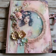 shabby chic dreamy mist pastel junk journals Shabby chic full figure emo goth girl laporte style swirling magical fairytale abstract art style