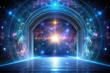 Obraz premium Cosmic archway leading to a radiant light.