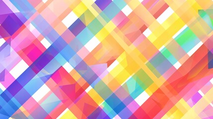 Obraz premium A tranquil vector illustration featuring interwoven geometric patterns in LGBTQ+ Pride colors, creating a serene and inclusive design, perfect for promoting Pride month, set against a white backdrop.