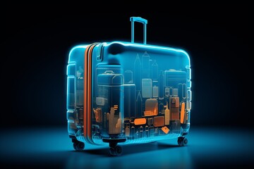 X-ray scan showing suitcase contents and personal belongings for airport security inspection