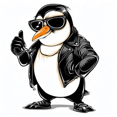 Obraz premium A retro penguin character acting super cool The penguin has a confident stance