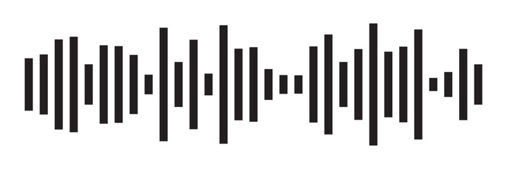 Sound waves collection. Analog and digital audio signal. Music equalizer. Interference voice recording. High frequency radio wave. Vector illustration on white background in eps 10.