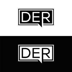 DER logo. D E R design. White DER letter. DER, D E R letter logo design. D E R letter logo design in FIVE, FOUR, THREE, style. letter logo set in one artboard. D E R letter logo vector design.