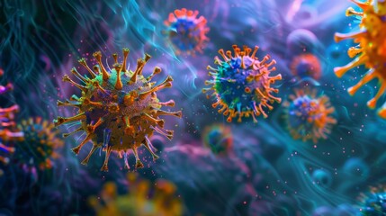 Fototapeta premium A colorful image of viruses floating in the air