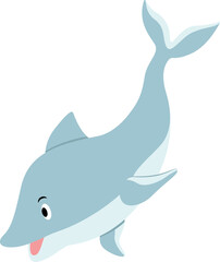 cartoon blue dolphin with a big smile on its face