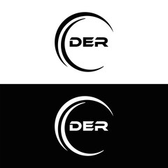 DER logo. D E R design. White DER letter. DER, D E R letter logo design. D E R letter logo design in FIVE, FOUR, THREE, style. letter logo set in one artboard. D E R letter logo vector design.
