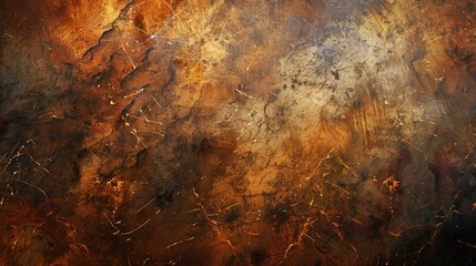 A painting of a wall with a lot of paint splatters and a lot of brown