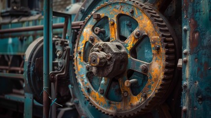Fototapeta premium A rusty gear is on a train engine