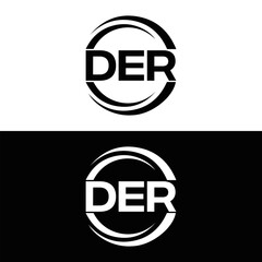 DER logo. D E R design. White DER letter. DER, D E R letter logo design. D E R letter logo design in FIVE, FOUR, THREE, style. letter logo set in one artboard. D E R letter logo vector design.