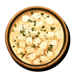 A delicious bowl of creamy potato soup garnished with fresh herbs, perfect for a comforting homemade meal.