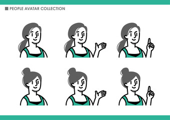 女性のポーズ集。インストラクター。