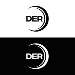 DER logo. D E R design. White DER letter. DER, D E R letter logo design. D E R letter logo design in FIVE, FOUR, THREE, style. letter logo set in one artboard. D E R letter logo vector design.