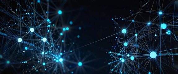 An abstract digital background with binary code and AI algorithms running in the background