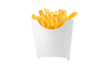 French fries in paper bucket on transparent background png