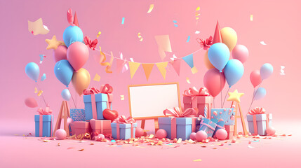 Soft and sweet holiday party birthday background