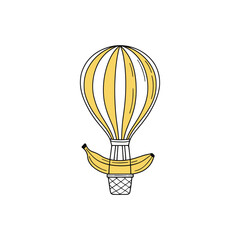 Obraz premium Illustration of air hot balloon with banana fruit