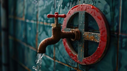 Prohibition symbol showing no water consumption ISO 7010 P005