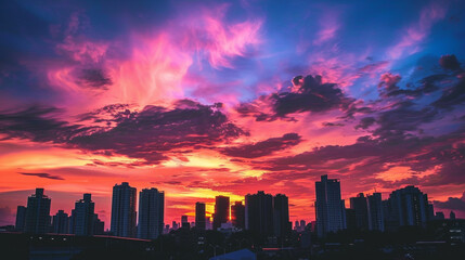 Fototapeta premium sunset over a city skyline