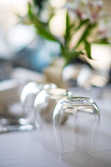vase with flowers in restaurant