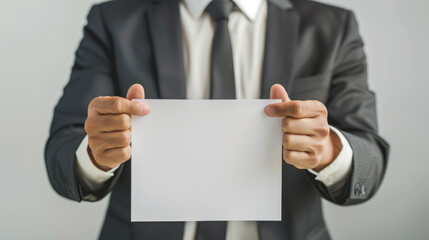 Man holding a white paper
