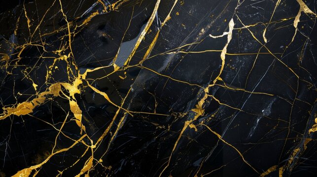 Nero Marquina color marble luxury, with gold streaks, website background 