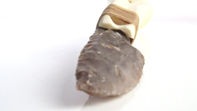 Stone Age Knife with Flintstone Blade on white Background