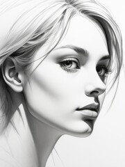 Fototapeta premium women face realistic pencil drawing