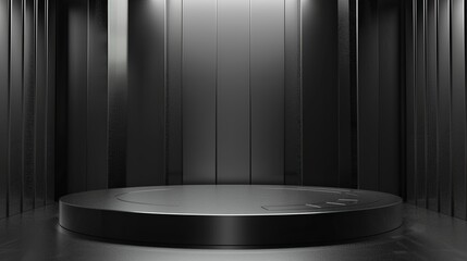 3d podium stage in the steel background 